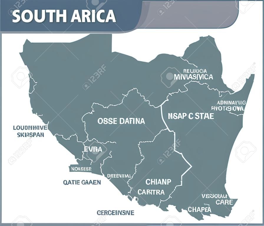 O mapa detalhado da África do Sul com regiões ou estados. Divisão administrativa