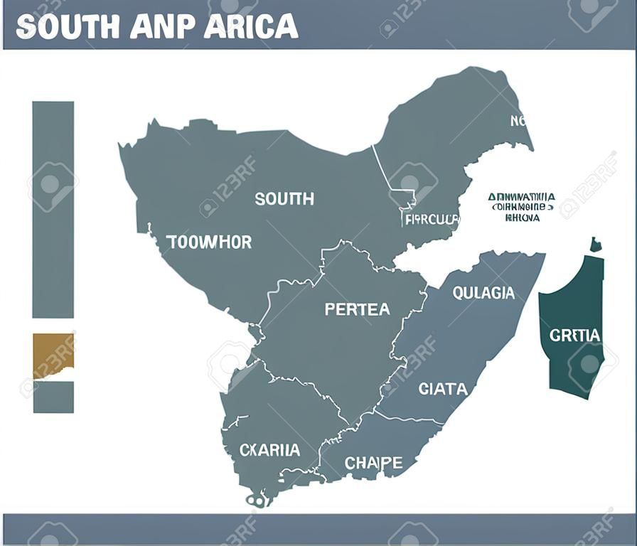 The detailed map of South Africa with regions or states. Administrative division