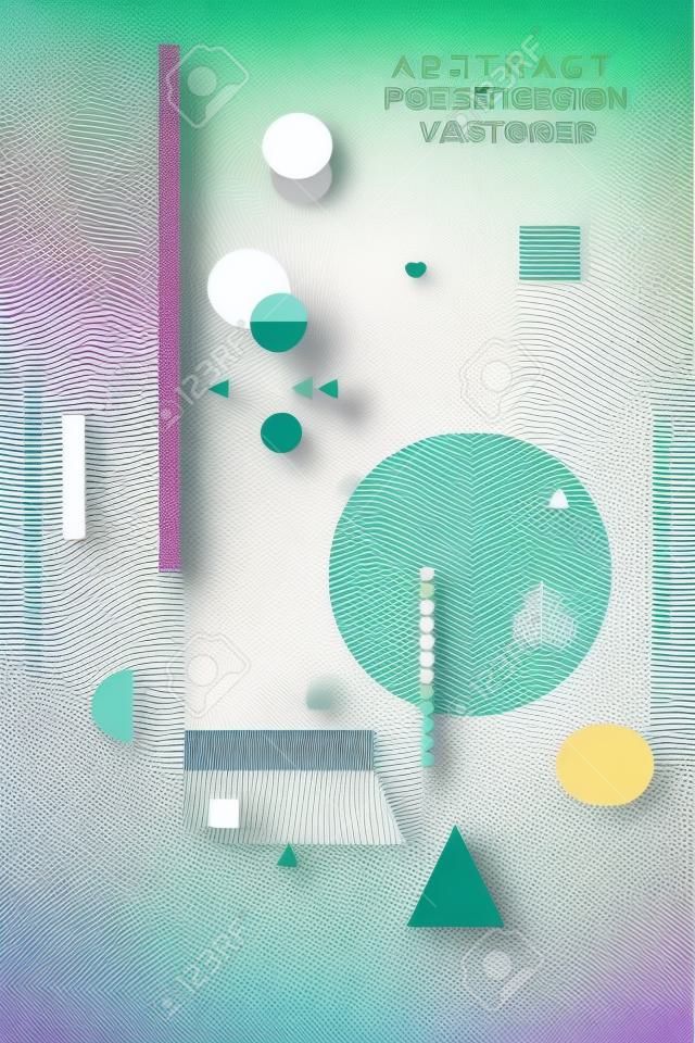 Vector Abstract Covers Templates, Graphic Poster with Memphis Patterns, Geometric Hipster Backgrounds, Brochures, Album Covers and Banners, Pastel Shape Patterns
