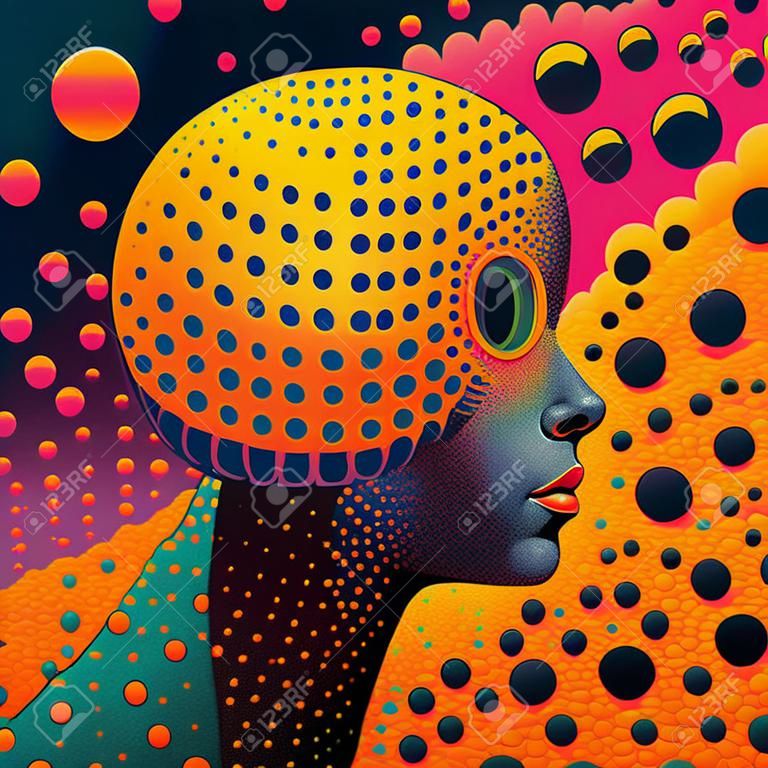 Amazing Abstract Pop Art and Cyberpunk Girl portrait illustration