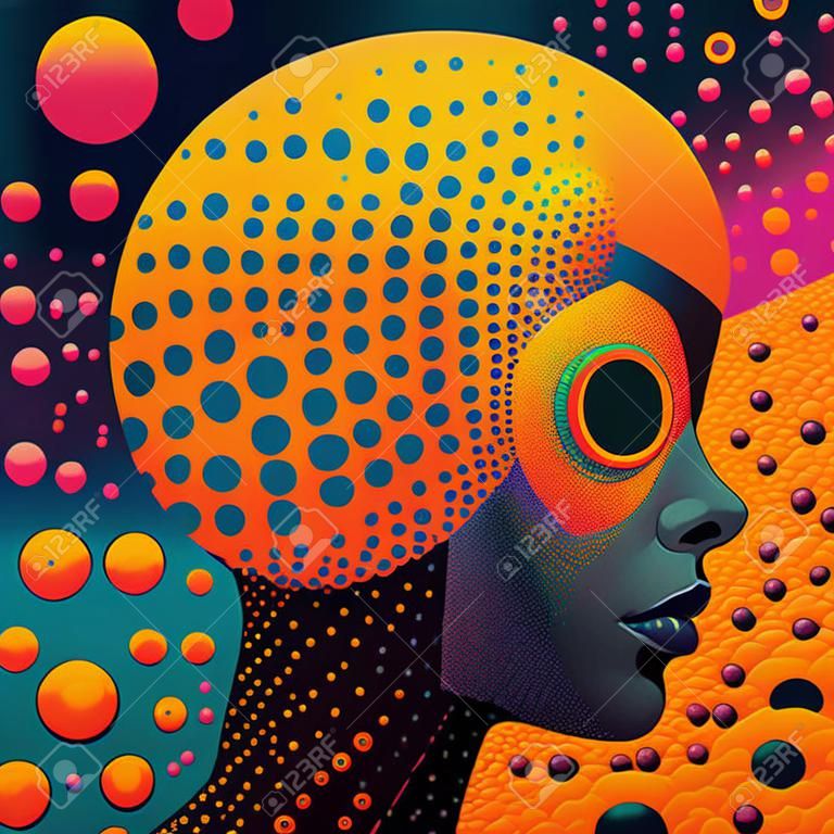 Amazing Abstract Pop Art and Cyberpunk Girl portrait illustration