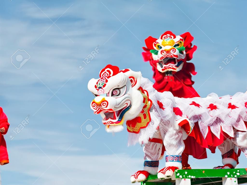 在中國新年慶祝中國舞獅舞服裝