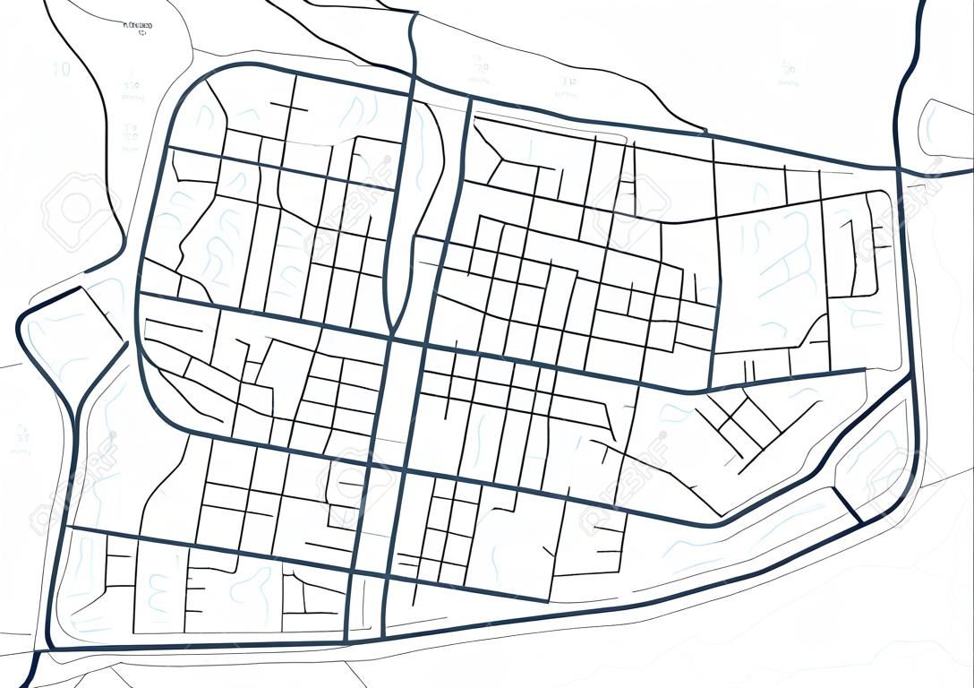 Abstract city map. Map of the fictitious scheme of road. Vector background.