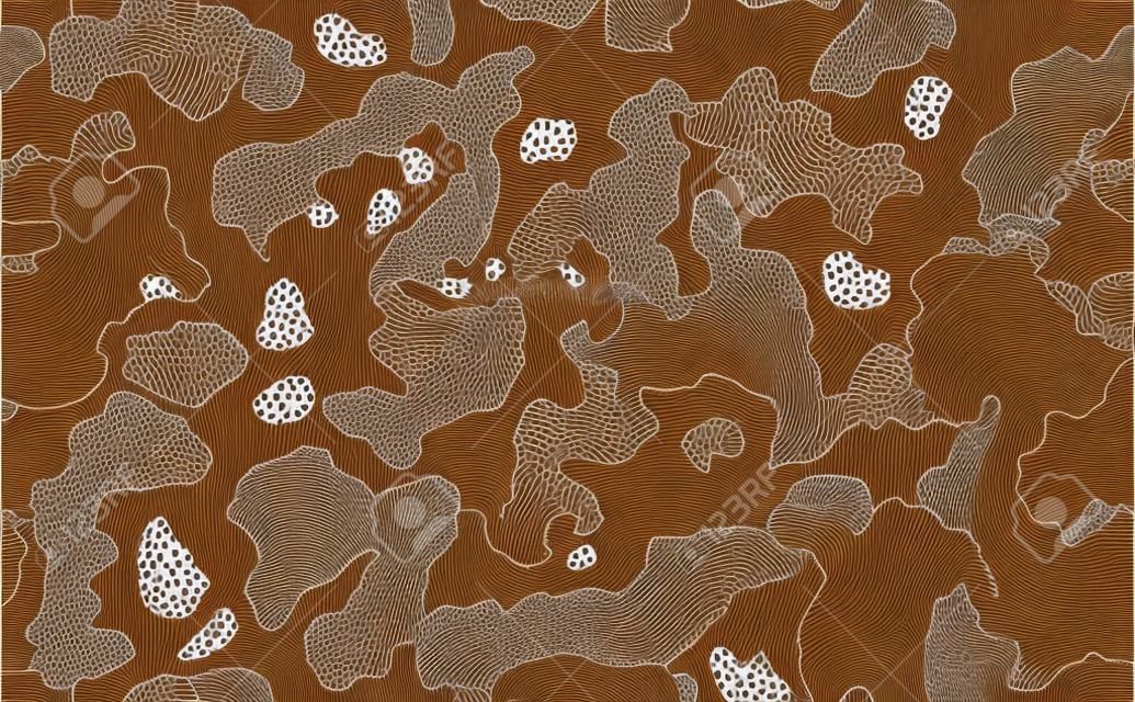 Cow skin in brown and white spotted, seamless pattern, animal texture. Stock vector