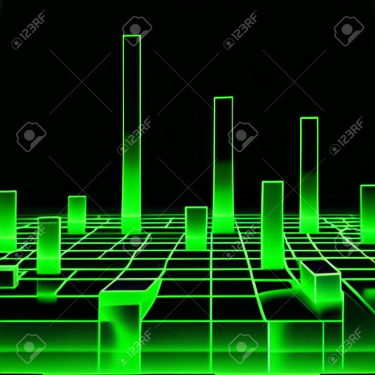 Infographies, colonnes du diagramme de croissance. Illustration abstraite. Les indicateurs de niveaux ont stylisé la technologie informatique. Fond de vecteur