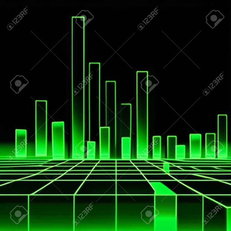 Infographics, columns of the growth diagram. Abstract illustration. Levels indicators stylized computer technology. Vector background