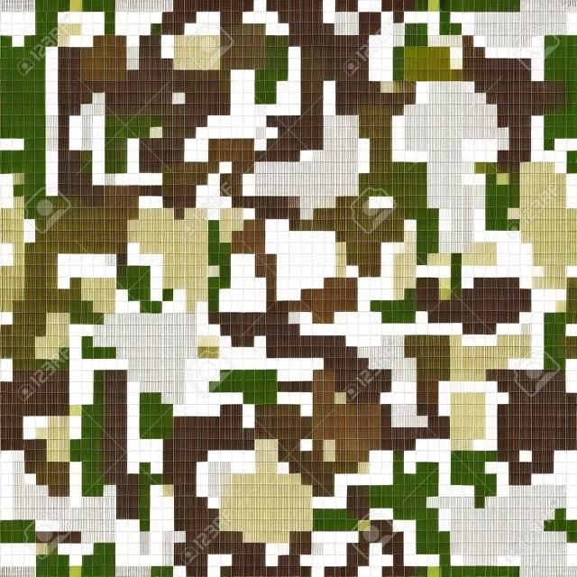 Camuflaje de píxeles. Patrón de camuflaje digital sin costuras. Textura militar. Color del desierto marrón. Diseños de impresión textil de tela de vector.