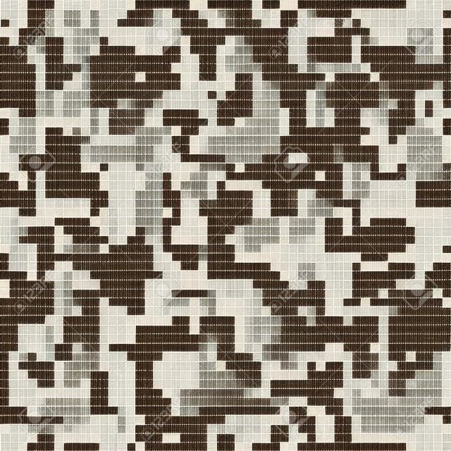 ピクセル迷彩。シームレスなデジタル迷彩パターン。軍事的な質感。茶色の砂漠の色。ベクターファブリックテキスタイルプリントデザイン。