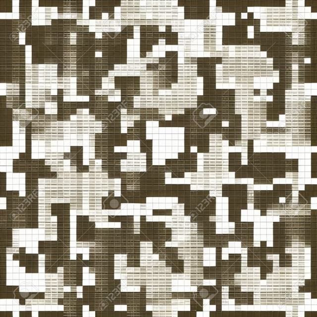 Camuflagem de pixel. Padrão de camuflagem digital sem costura. Textura militar. Cor marrom do deserto. Desenhos de impressão têxtil de tecido vetorial.