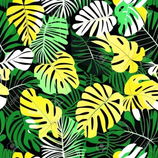 Motif tropical de camouflage sans couture avec des plantes tropicales. Fond de camouflage exotique avec des feuilles de monstera. Impression de jungle de mode pour le design. Vecteur