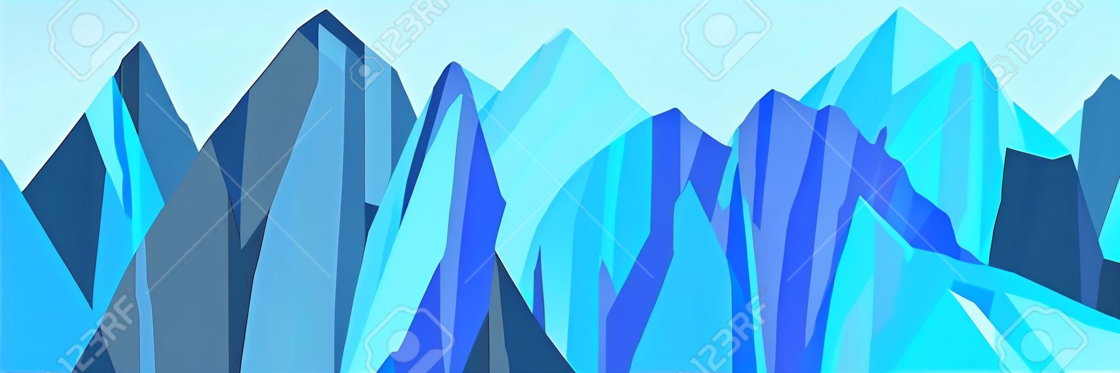Abstract logo of mountain ranges, blue tones. Vector background
