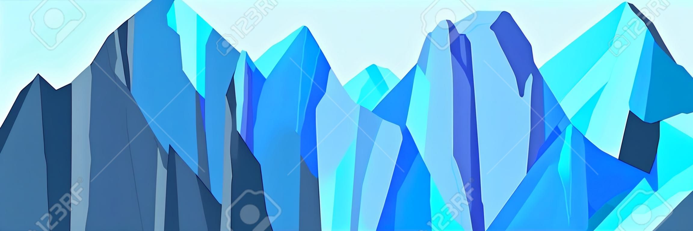 Abstract logo of mountain ranges, blue tones. Vector background