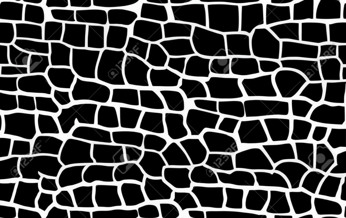 Krokodillen huid patroon. Zwarte adder, tekening op de slangenhuid. Reptiel oppervlak monochrome krokodil lederen textuur. Dieren achtergrond voor het printen. Vector wallpaper