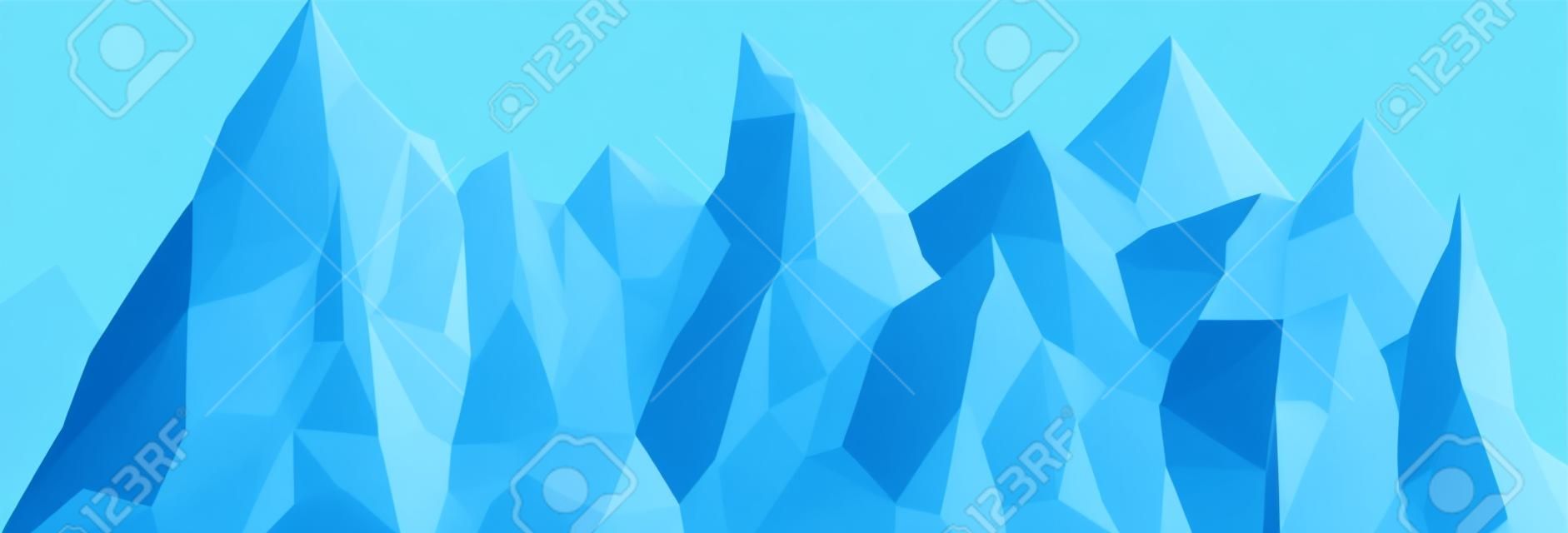 Monochrome mountains in low poly style. Polygonal mountain ridges. Vector landscape background