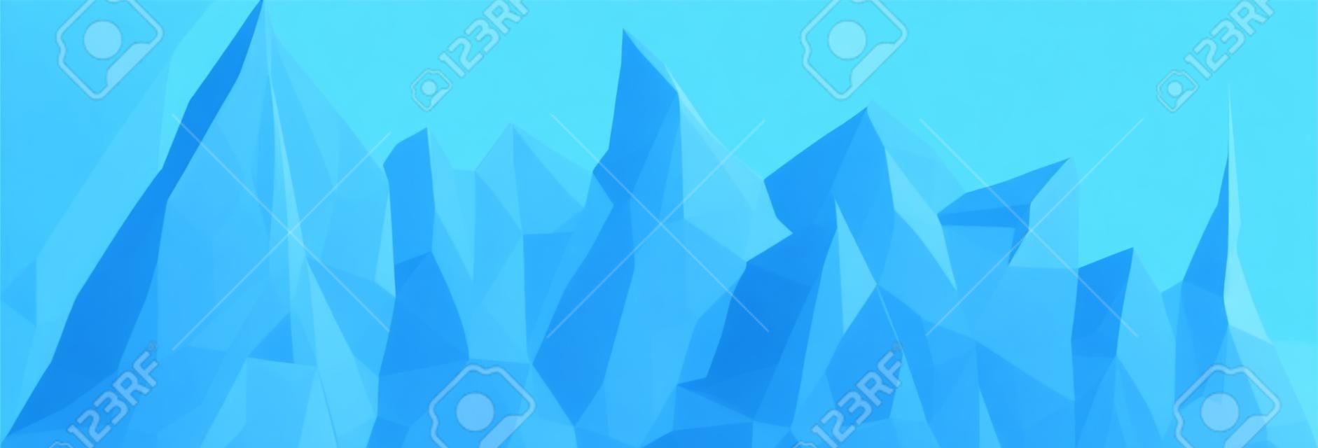 Monochrome mountains in low poly style. Polygonal mountain ridges. Vector landscape background