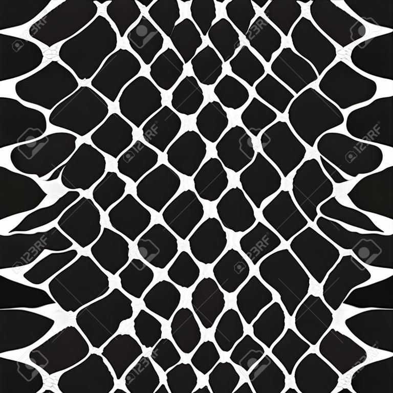 Reptile or snake skin. Animal print, spotted surface monochrome black background. Vector seamless texture