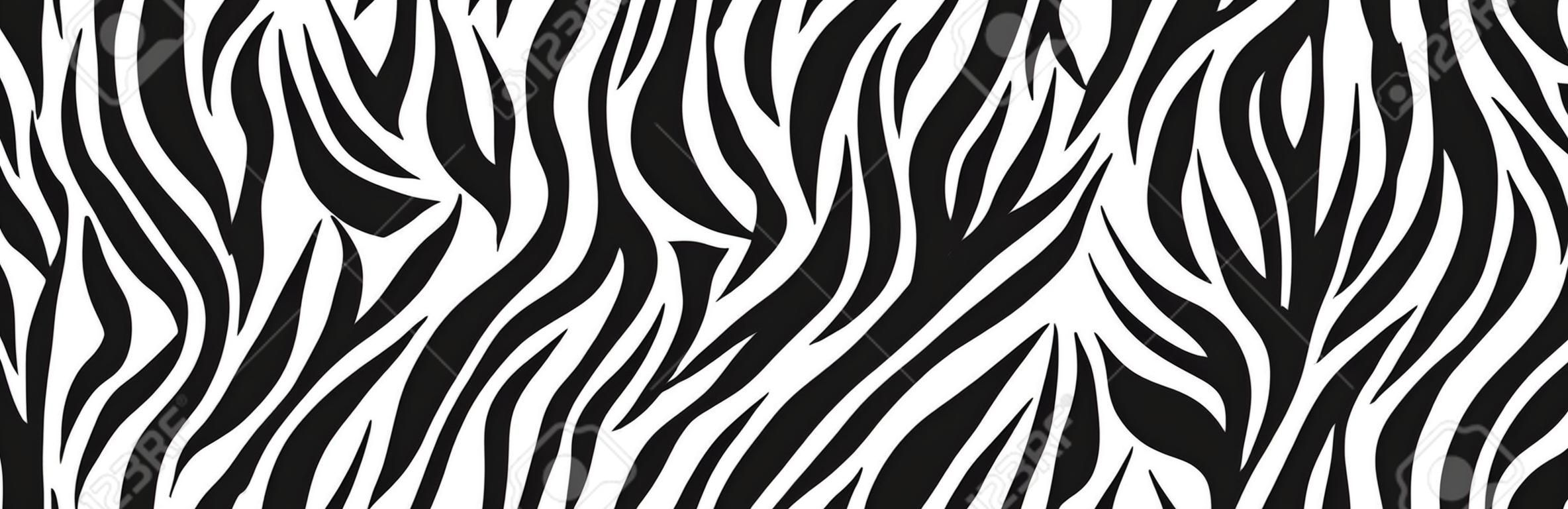 Motivo zebrato, elegante trama a strisce. Stampa naturale animale. Per la progettazione di carta da parati, tessuti, copertine. Fondo senza cuciture di vettore