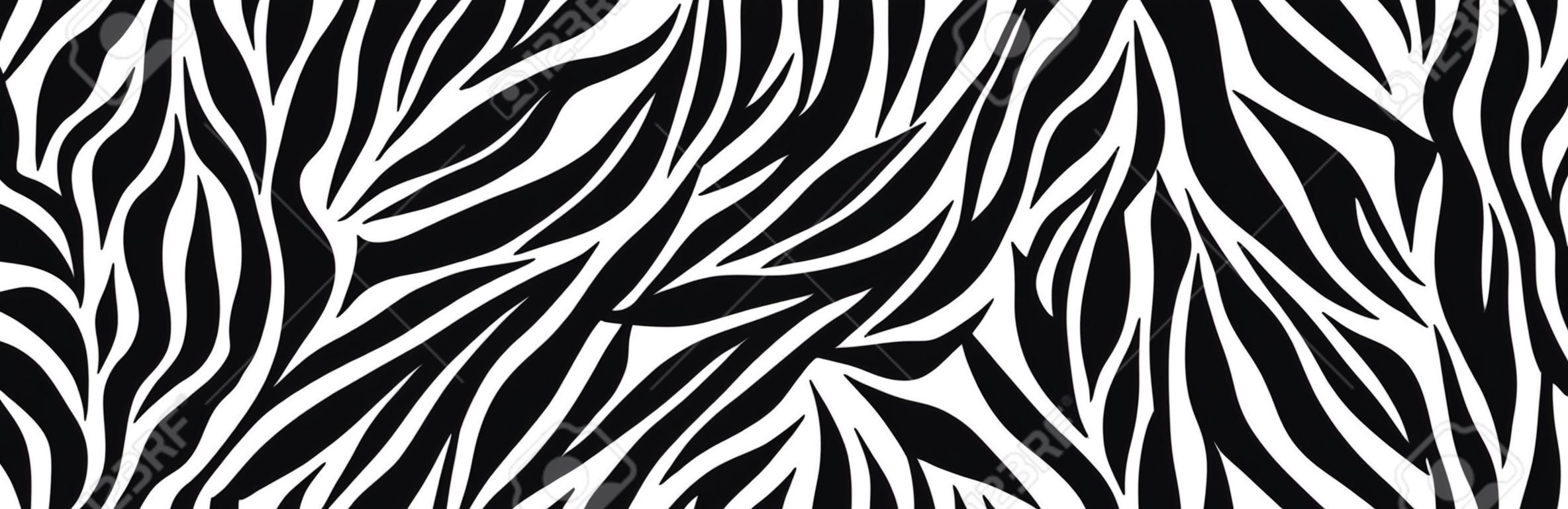Zebra pattern, stylish stripes texture. Animal natural print. For the design of wallpaper, textile, cover. Vector seamless background