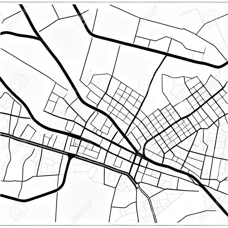 Carte de navigation abstraite de la ville avec des lignes et des rues. Schéma d'urbanisme noir et blanc de vecteur. Illustration du plan de rue du plan, navigation graphique routière.