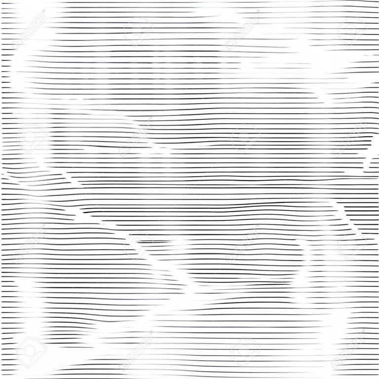 Intersecting lines the ripple effect. Wavy striped facturer. Decorative lined hypnotic contrast background. Monochrome abstract wallpaper with moire effect. Vector texture