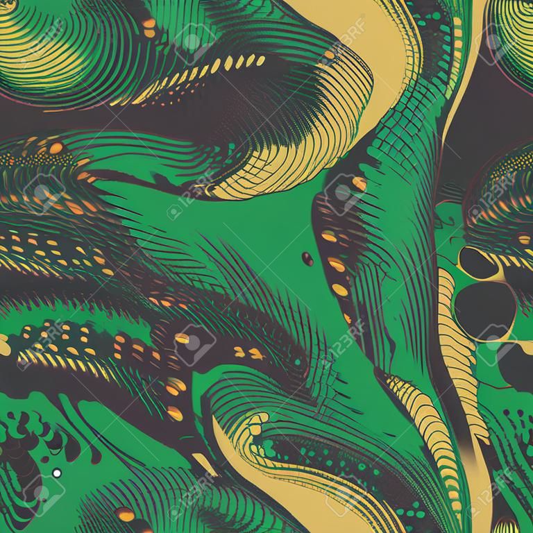 Alien seamless camo background. Techno wallpapers. Chameleon camouflage extraterrestrial pattern. Digital fantastic illustration