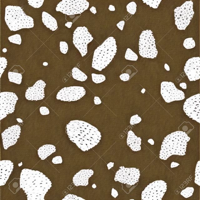 Kuhhautstruktur, schwarz-weißer Fleck, wiederholtes nahtloses Muster. Dalmatinerflecken mit Animal-Print. Vektor
