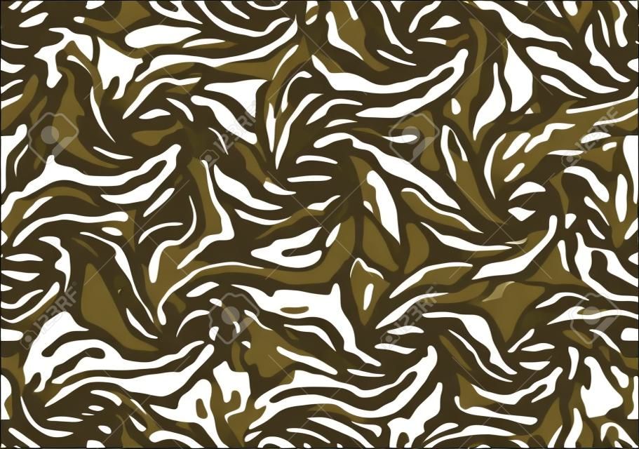 Camo texture for army clothing. Zebra stylish safari camo background. Soldier sand brown and beige camouflaging seamless pattern. Military textile for print. vector wallpaper