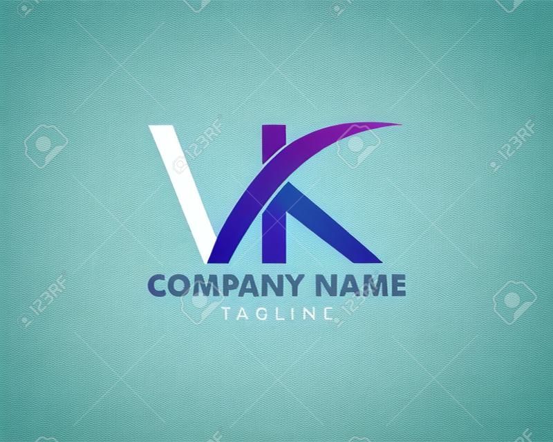 Eerste letter VK Logo Template Design
