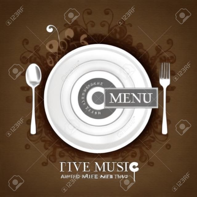 musical cafe menu with cutlery