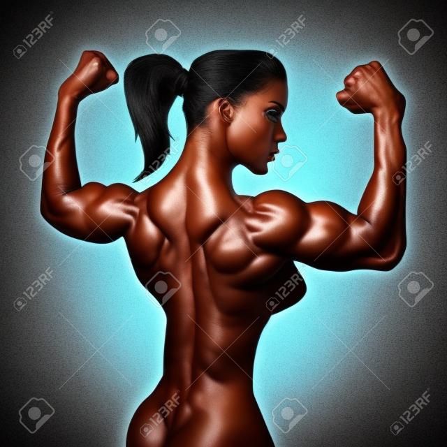 bodybuilder fille avec de gros muscles. femme musculaire