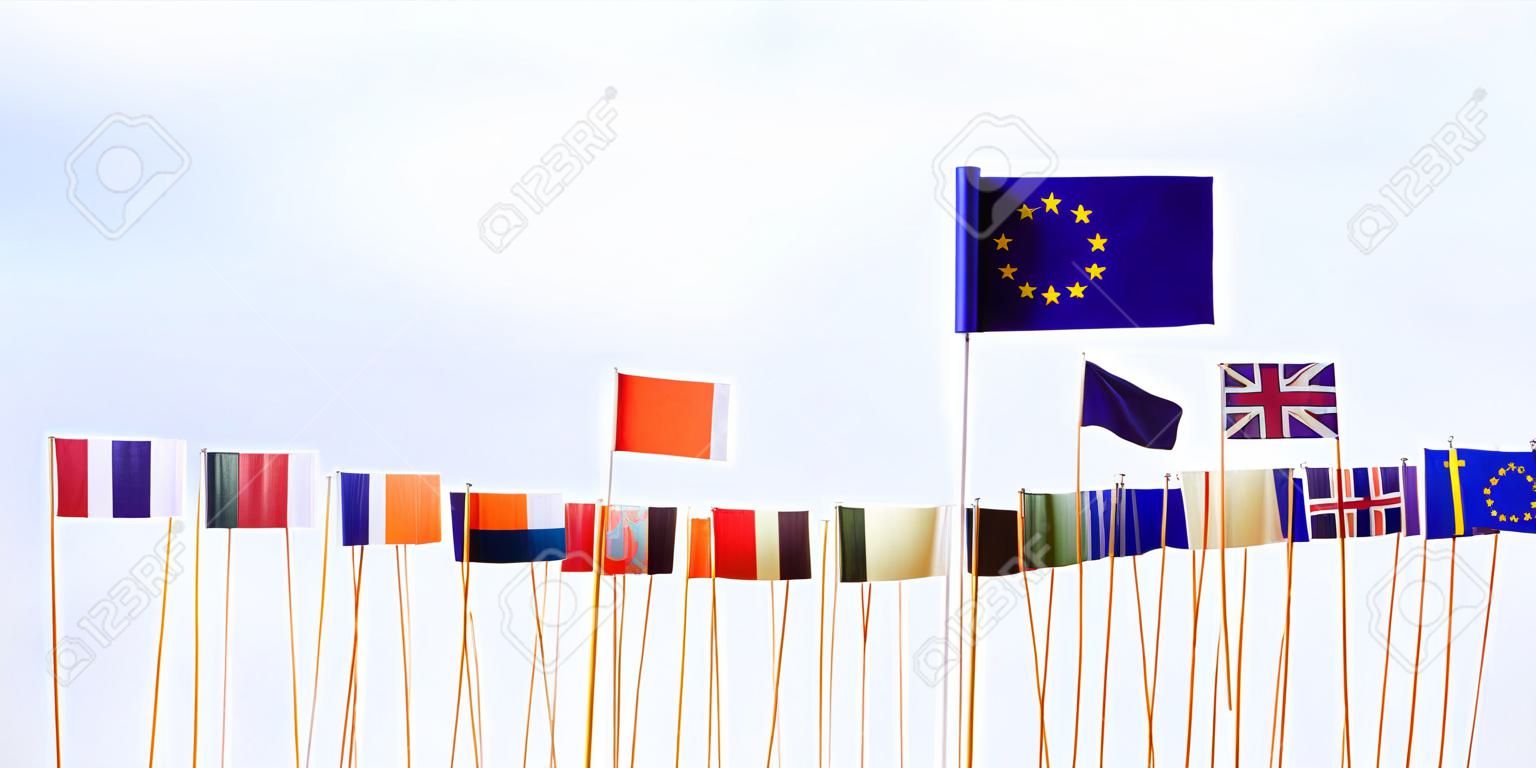 flags of the european union members, big banner of eu, without great britain