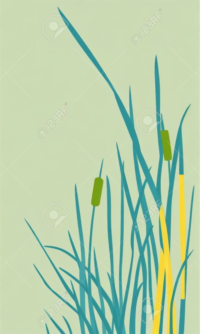 Bush of Swamp Reed on a Lake. vector Illustration