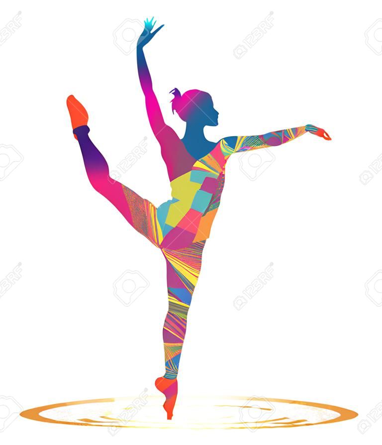 abstract Silhouettes of dancer on a white background