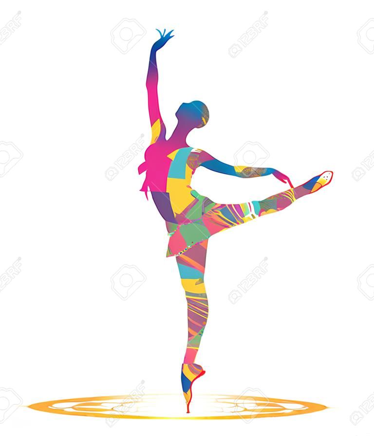 abstract Silhouettes of dancer on a white background