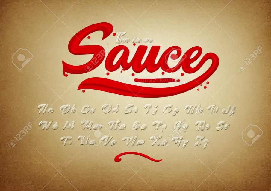Vector de salsa de fuente estilizada moderna y alfabeto