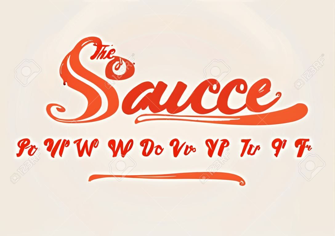 Vector de salsa de fuente estilizada moderna y alfabeto