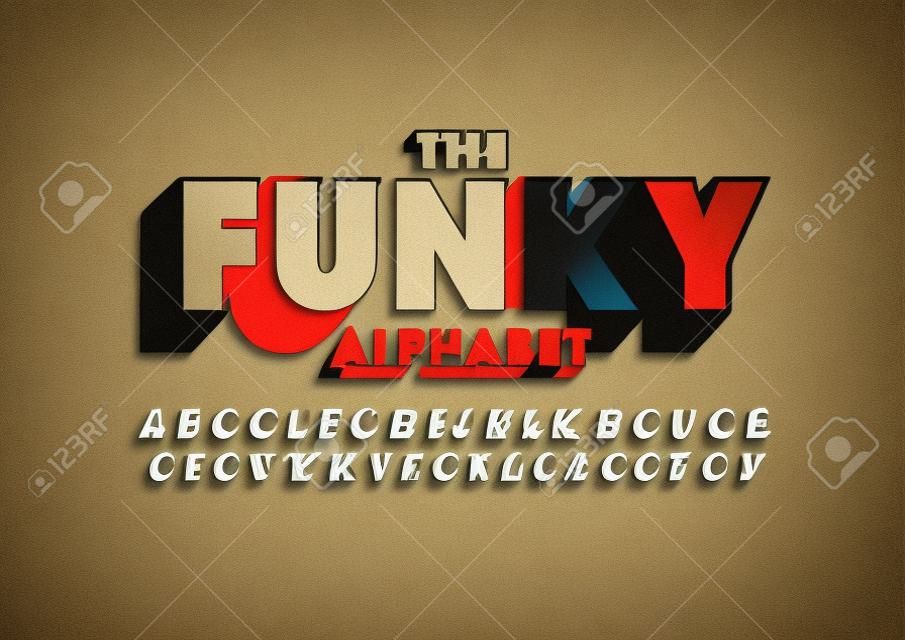 Vector of retro funky  bold font and alphabet