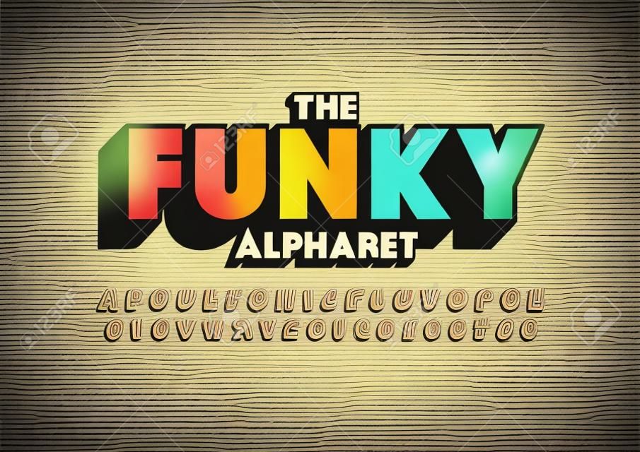Vector of retro funky  bold font and alphabet