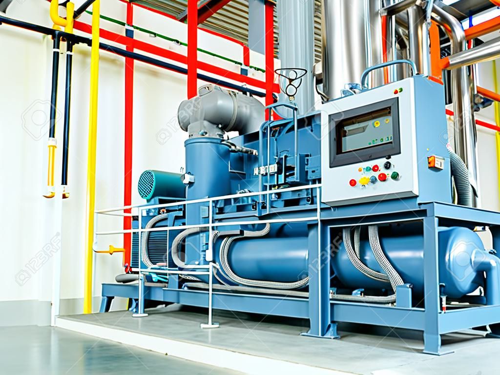 industrial compressor refrigeration station at manufacturing factory