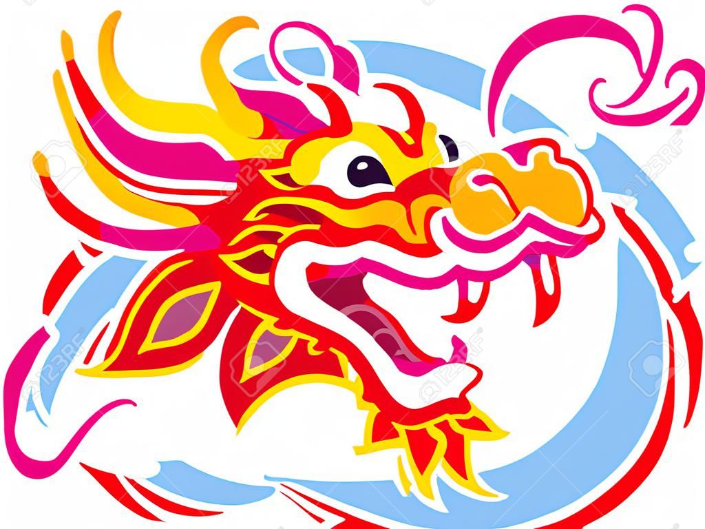 El diseño del arte chino de color Dragon Head