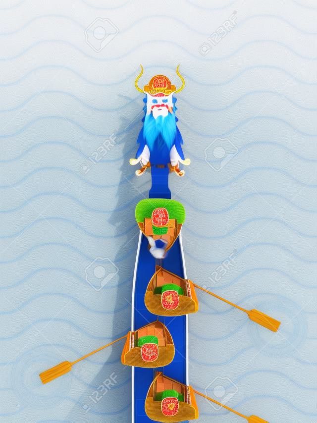 Chinese Dragon Boat competition illustration in high angle view