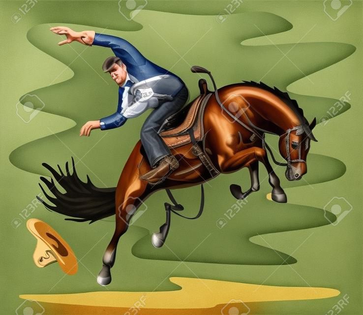 Cowboy falling off his horse