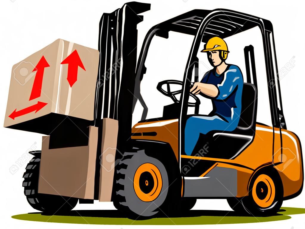 Forklift with driver