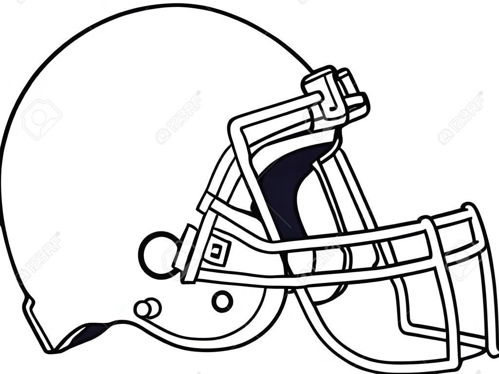Illustration dessin d'un casque de football américain vu du côté fait en noir et blanc.