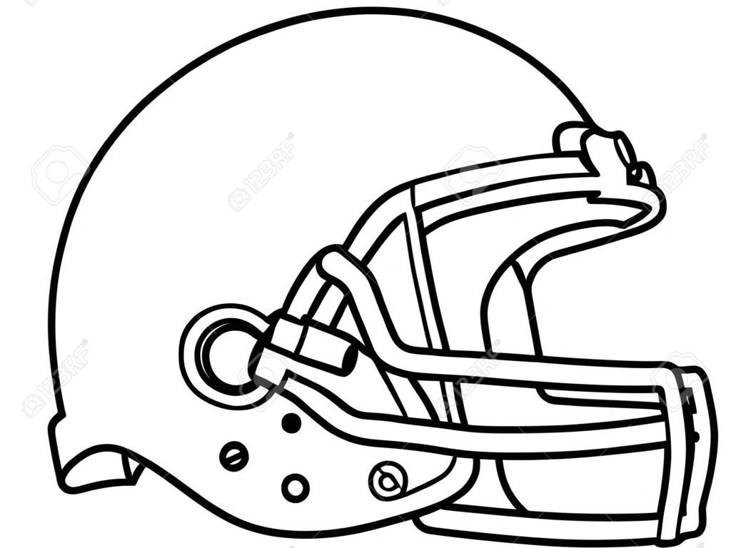 Illustration dessin d'un casque de football américain vu du côté fait en noir et blanc.