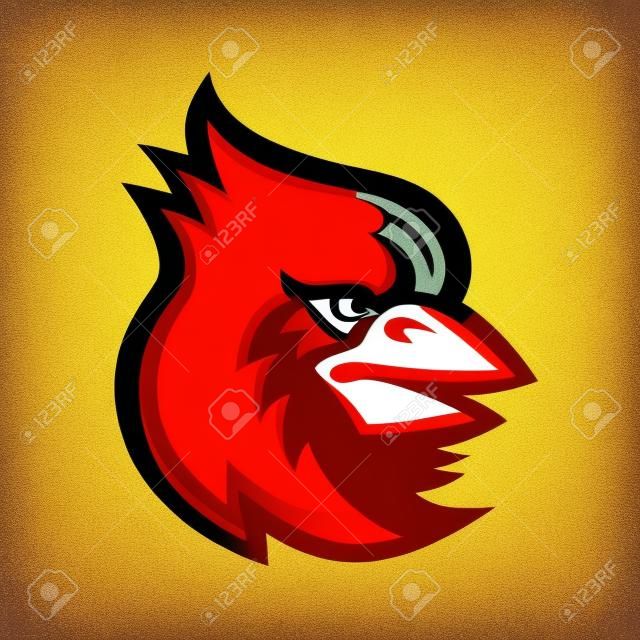 Mascot icon illustration of head of a Cardinal, in Cardinalidae family, a passerine bird found in America also known as cardinal-grosbeak and cardinal-bunting on isolated background in retro style.