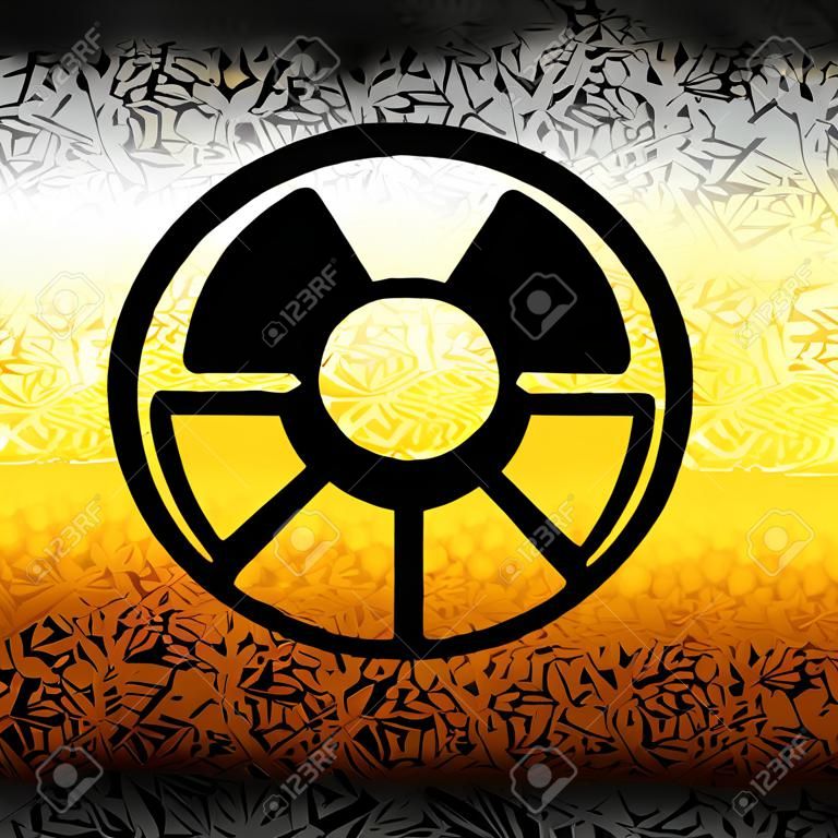 Kernstraling symbool op grunge muur. Vector achtergrond