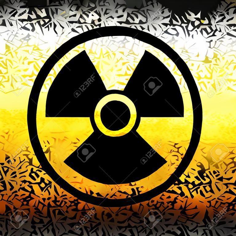 Kernstraling symbool op grunge muur. Vector achtergrond