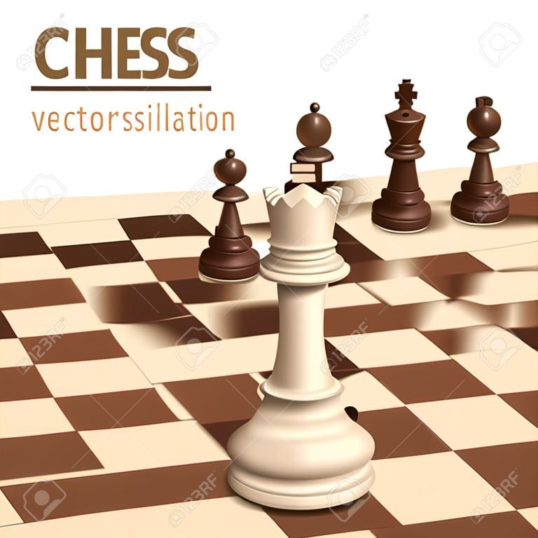 3d schaak spel stukken vector ontwerp illustratie geïsoleerd op witte achtergrond