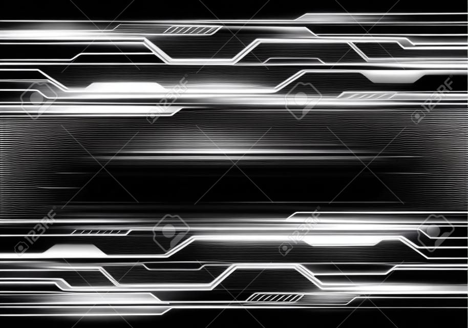 Abstract white line circuit futuristic technology on black design modern background vector illustration.